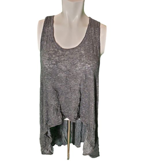 Comfy USA Gray Tank Top Racerback Vintage Wash High Low Oversized Tunic sz S-M - Picture 1 of 5